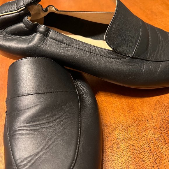 Everlane Day Loafer sz 10 Black flat Career Stretch back minimalist - Picture 1 of 4